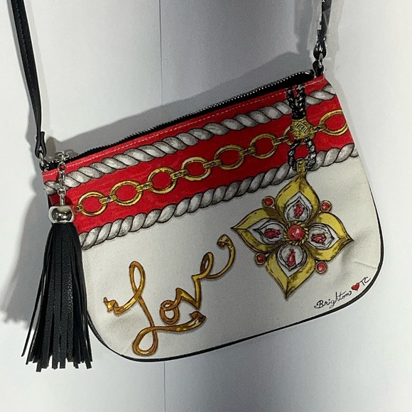 Brighton Love Glitter & Go Crossbody Bag Durable Cloth Material Zipper & Tassel - Picture 11 of 16